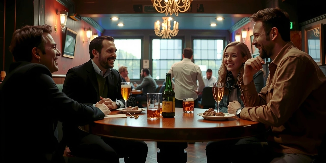 Friends socializing in Dublin pub